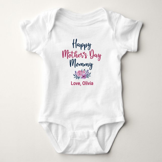 Personalized Cute Mother's Day with Baby Name Bodysuit (Front)