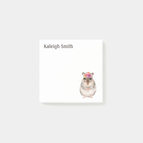 Personalized Cute Mouse  Rat  Pink Purple Floral Post_it Notes