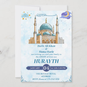 Personalized Cute Muslim Kid Ameen Invitation