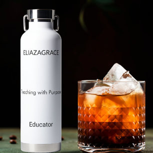 Personalized Cute Name Quote Confident Teacher Water Bottle