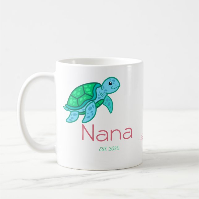 Personalized Cute Nana Sea Turtle  Coffee Mug (Left)