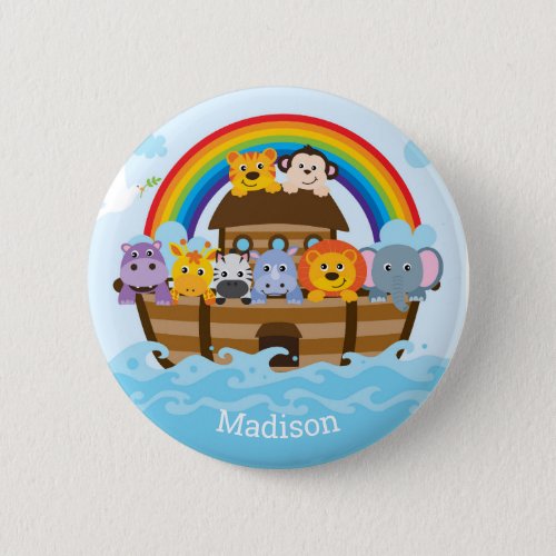 Personalized Cute Noahs Ark Baby Shower Button