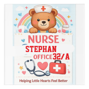 Personalized Cute Nurse Bear Office Door Sign, Sch Acrylic Print
