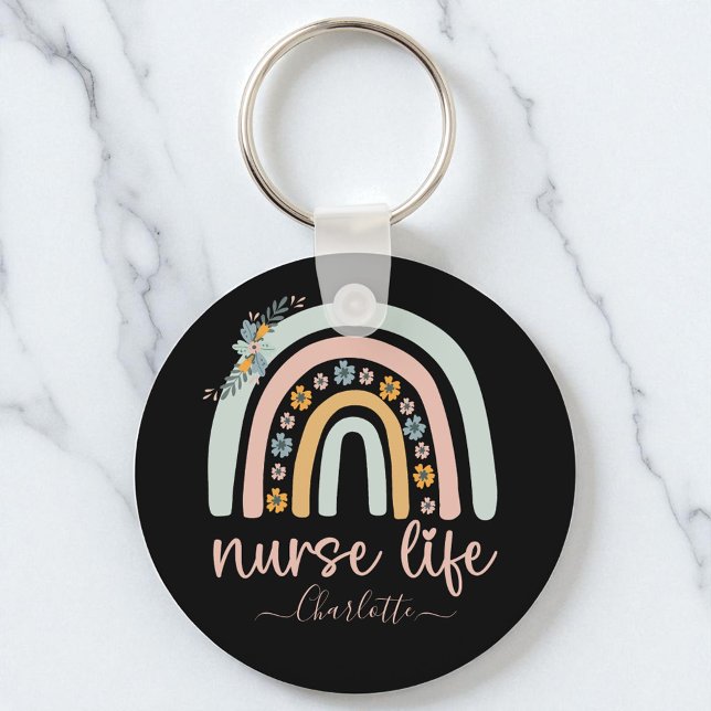 Personalized Cute Nurse Life With Name For Nurse Keychain (Creator Uploaded)