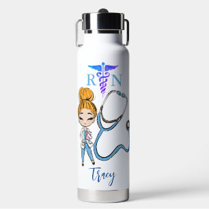 Personalized Cute Nurse Monogram Gift Water Bottle