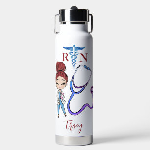 Personalized Cute Nurse Monogram Gift Water Bottle