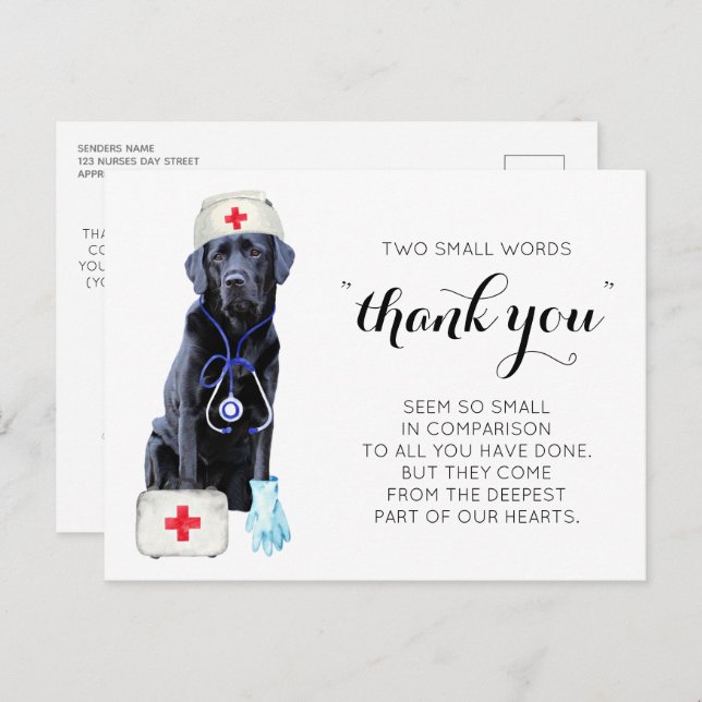 Personalized Cute Nursing Thank You Nurses Day Holiday Postcard (Front/Back)