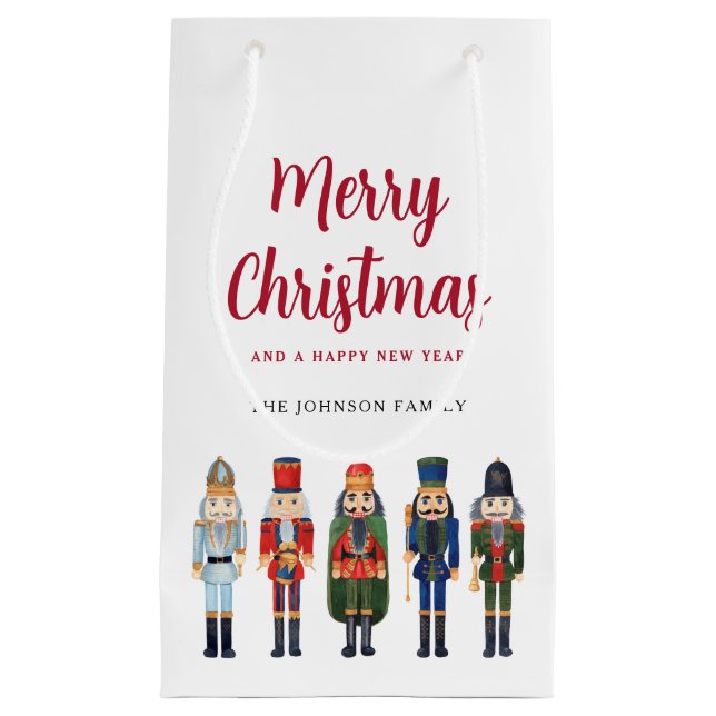 Personalized Cute Nutcracker Christmas Small Gift Bag (Front)