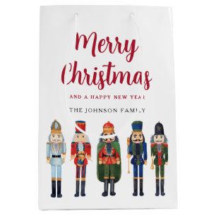 Personalized Cute Nutcracker Merry Christmas Medium Gift Bag