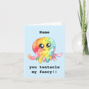 Personalized cute octopus valentines card