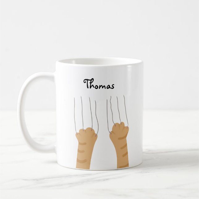 Personalized cute orange cat scratches coffee mug (Left)
