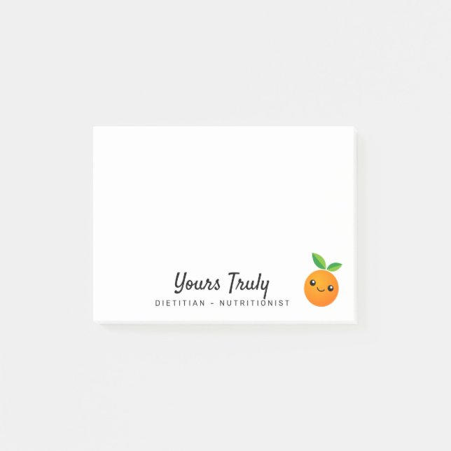 Personalized cute orange fruit cartoon dietitian post-it notes (Front)