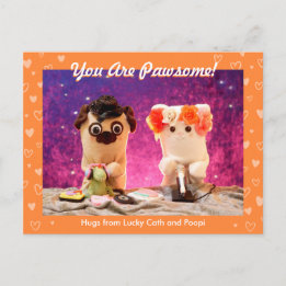 Personalized Cute Orange Stylish Hearts Photo Postcard
