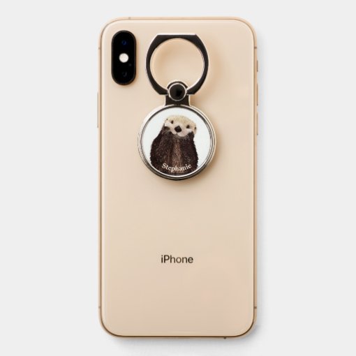 Personalized Cute Otter Girly Phone Ring Stand | Zazzle