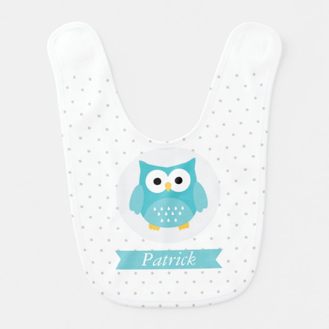 Personalized Cute Owl Baby Bib (Front)