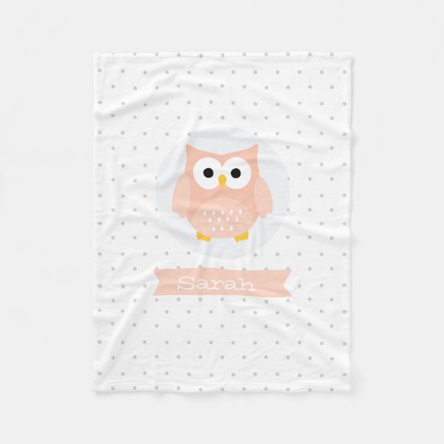 Personalized Cute Owl Fleece Blanket (Front)