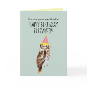 Personalized Cute Owl Granddaughter Birthday Card
