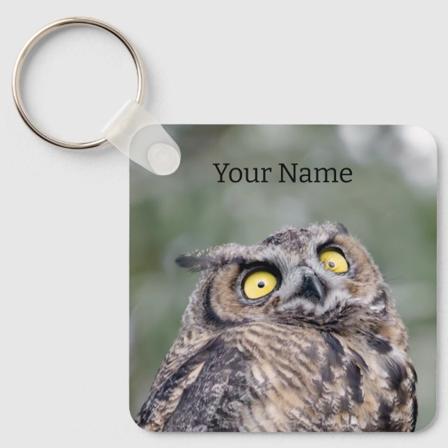 Personalized Cute Owl Keychain - Add Your Name (Front)