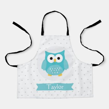 Personalized Cute Owl Kids Apron by OS_Designs at Zazzle
