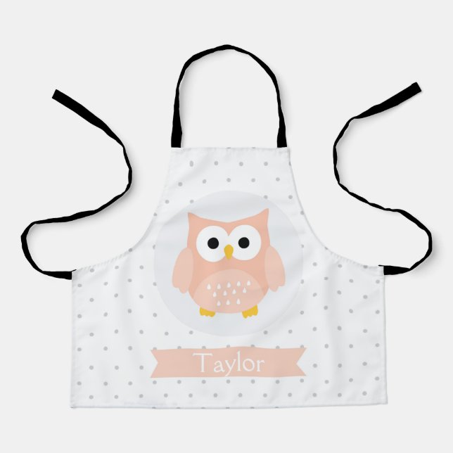 Personalized Cute Owl Kids Apron (Front)
