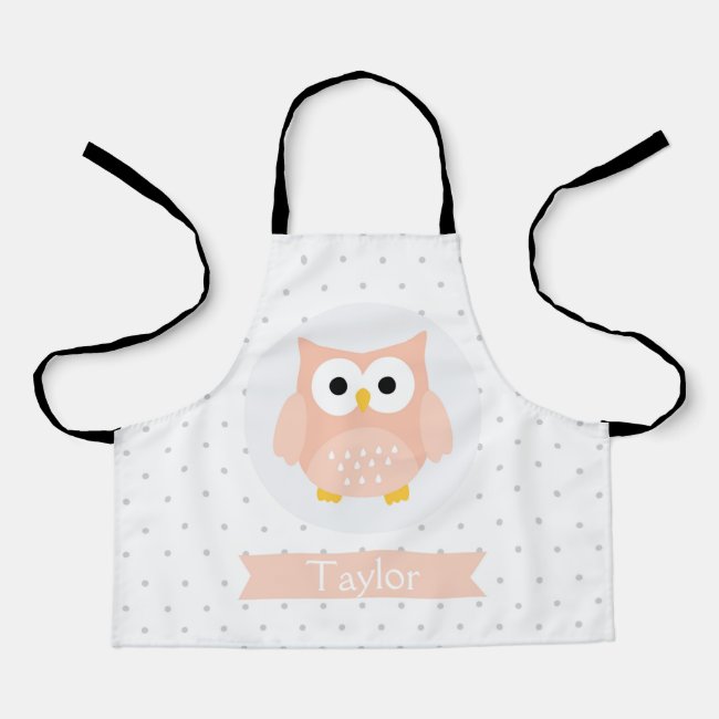 Personalized Cute Owl Kids Apron