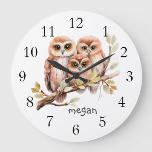Personalized Cute Owl Large Clock