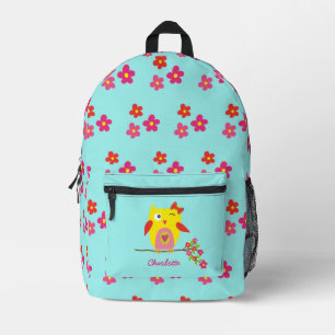 Personalized Cute Owl Yellow Pink Illustration Printed Backpack