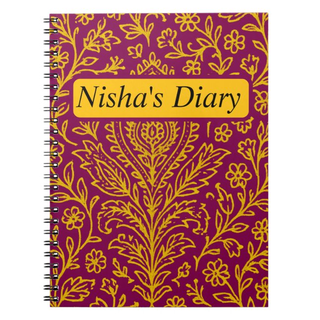 Personalized Cute Paisley Floral Print Notebook (Front)