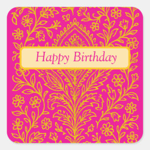 Personalized Cute Paisley Floral Print Notebook Square Sticker