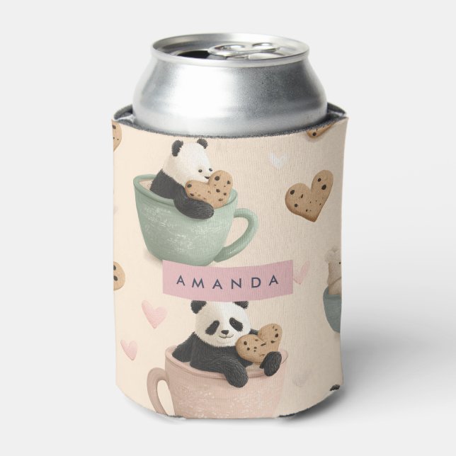 Personalized Cute Panda and Bear Pattern Can Cooler (Can Front)