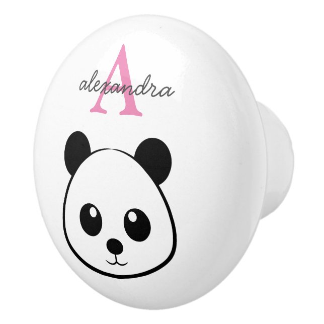 Personalized Cute Panda Bear Ceramic Knob – Custom (Right)