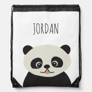 Personalized cute panda bear illustration  drawstring bag