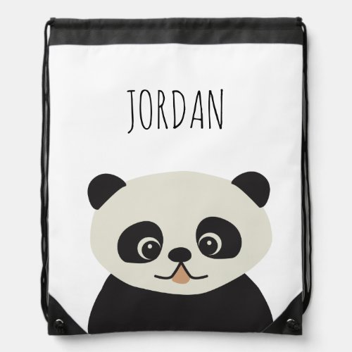 Personalized cute panda bear illustration  drawstring bag