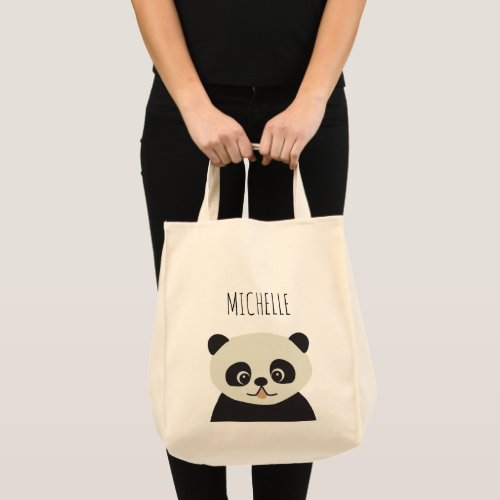 Personalized cute panda bear illustration tote bag