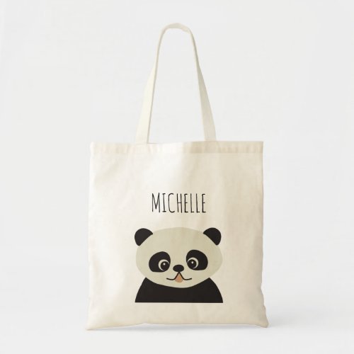 Personalized cute panda bear illustration tote bag