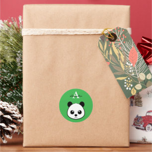 Personalized Cute Panda Bear Monogram Sticker 