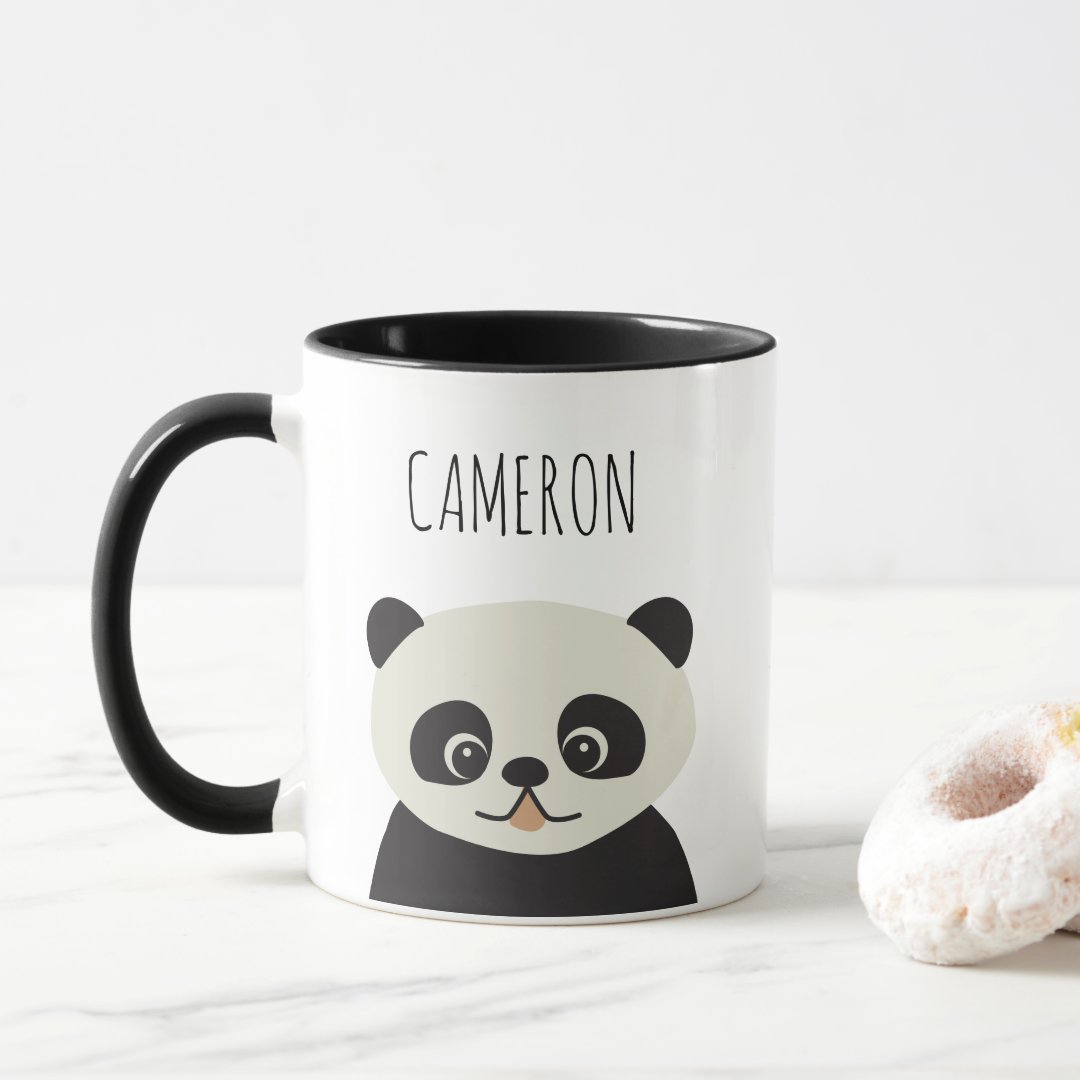 Personalized Cute panda cartoon black and white Mug | Zazzle