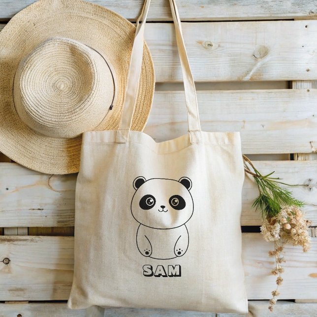 Personalized Cute Panda face  Grocery Bag (Creator Uploaded)