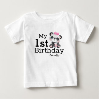 Personalized Cute Panda Girls First Birthday  Baby T-Shirt