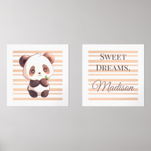 Personalized Cute Panda Nursery Print Set