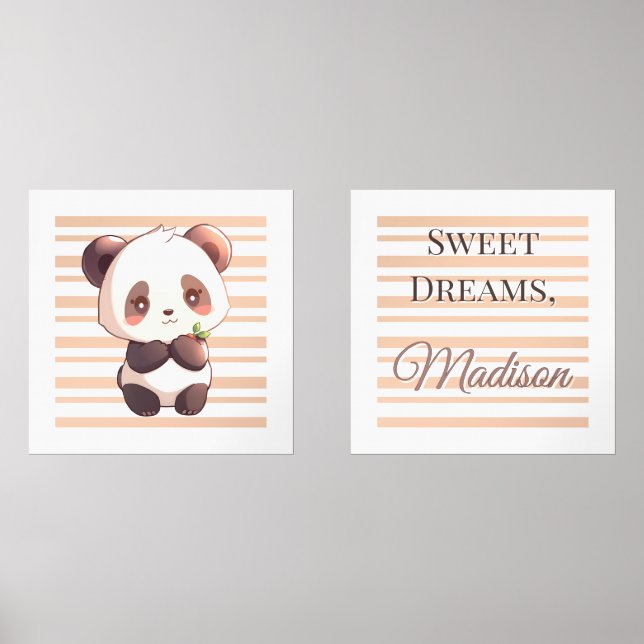 Personalized Cute Panda Nursery Print Set (Front)