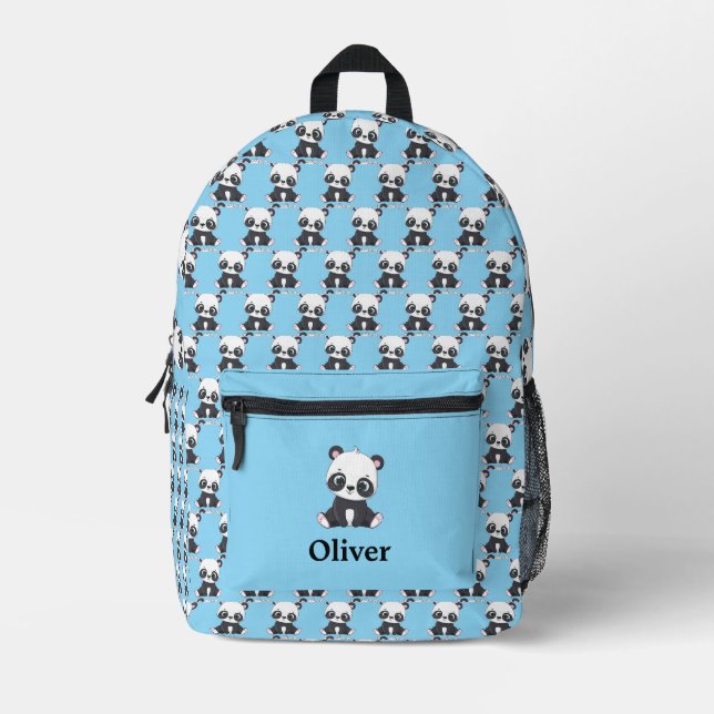 Personalized Cute Panda Pattern Printed Backpack (Front)