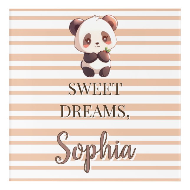 Personalized Cute Panda Sweet Dreams Acrylic Print (Front)
