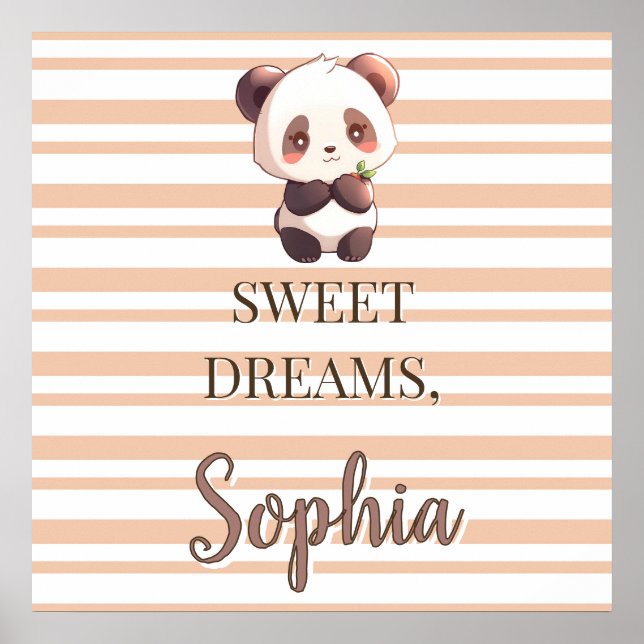 Personalized Cute Panda Sweet Dreams Poster (Front)