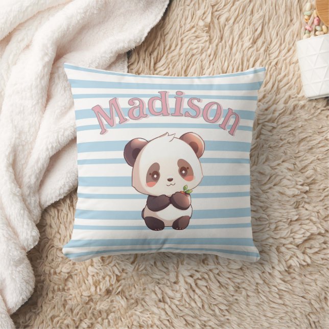 Personalized Cute Panda Throw Pillow (Blanket)