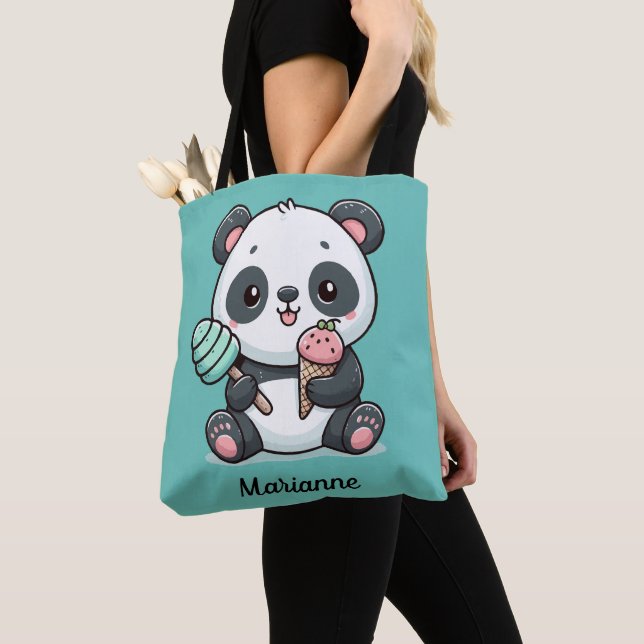 Personalized cute panda tote bag (Close Up)
