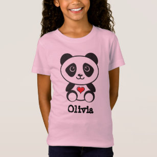 BABY T-shirt con nome personalizzato dicitura Little PANDA ragazze giovani 