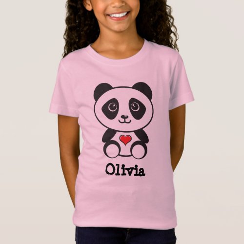 Personalized Cute Panda with a heart T_Shirt