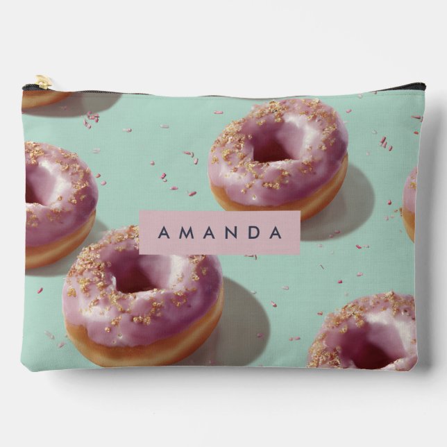 Personalized Cute Pastel Donuts & Sprinkles  Accessory Pouch (Front)