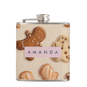 Personalized Cute Pastel Gingerbread Cookie Flask